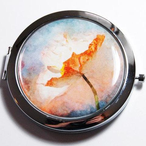 Flower Compact Mirror in Orange & Blue - Kelly's Handmade