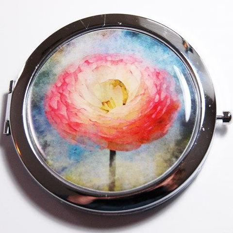 Flower Compact Mirror in Red & Blue - Kelly's Handmade