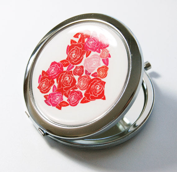 Rose Heart Compact Mirror - Kelly's Handmade