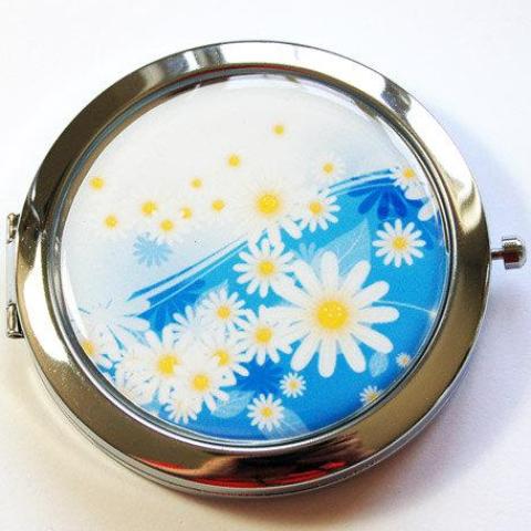 Daisy Compact Mirror in Blue - Kelly's Handmade