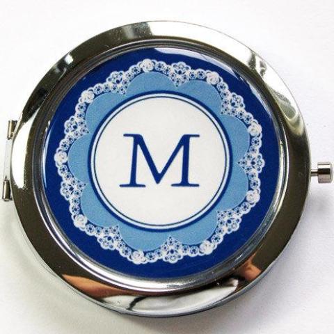 Lace Monogram Compact Mirror Available in 8 Colors - Kelly's Handmade