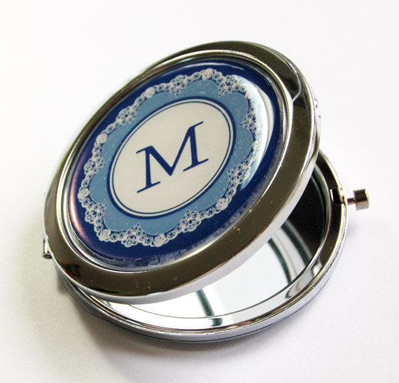 Lace Monogram Compact Mirror Available in 8 Colors - Kelly's Handmade