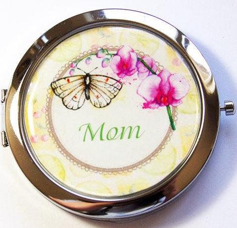 Butterfly Floral Personalized Compact Mirror #1 - Kelly's Handmade