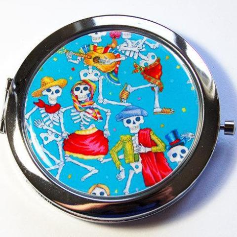 Day Of The Day Compact Mirror in Blue - Kelly's Handmade