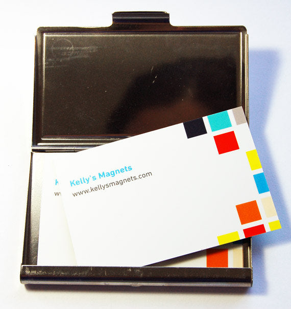 Abstract Business Card Case in Blues Purples & Red - Kelly's Handmade