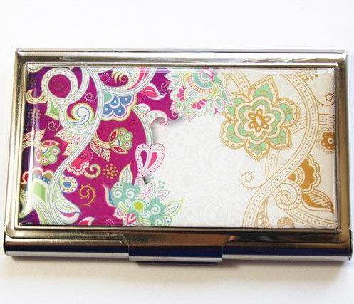 Paisley Print Business Card Case in Purple - Kelly's Handmade