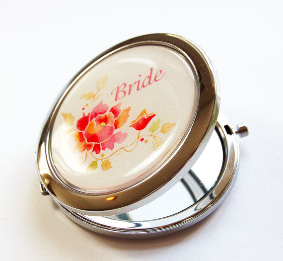 Floral Personalized Compact Mirror in Pink - Kelly's Handmade