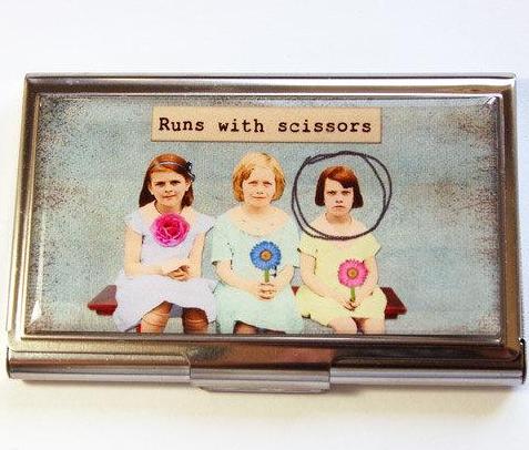 Runs With Scissors Business Card Case - Kelly's Handmade