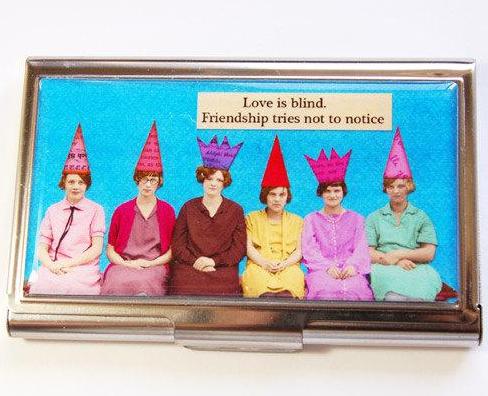 Friendship Funny Business Card Case - Kelly's Handmade