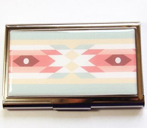 Southwest Design Business Card Case in Pastel Tones - Kelly's Handmade