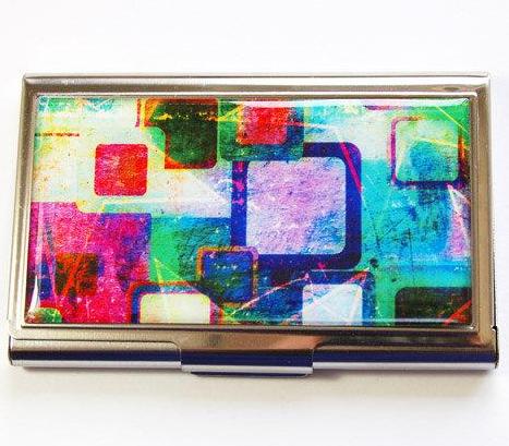 Abstract Mosaic Business Card Case in Jewel Tones - Kelly's Handmade