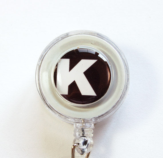 Monogram ID Badge Reel in Black & White - Kelly's Handmade