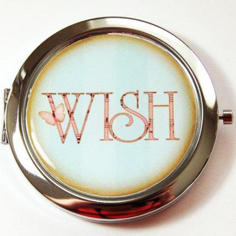 Wish Compact Mirror in Blue & Pink - Kelly's Handmade