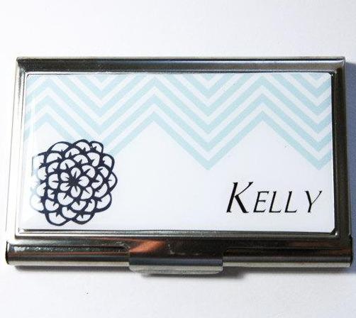 Chevron Flower Business Card Case - Kelly's Handmade