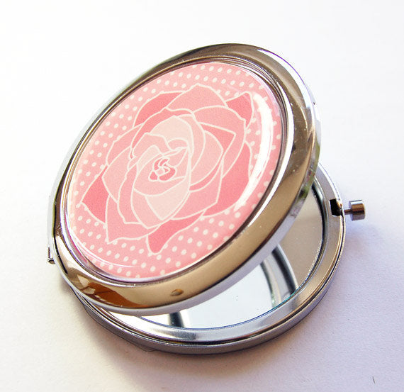Rose Compact Mirror in Pink - Kelly's Handmade