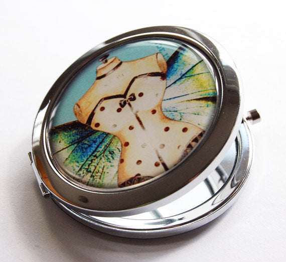 Abstract Design Compact Mirror in Blue & Green - Kelly's Handmade