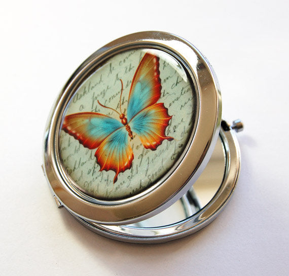 Butterfly Compact Mirror in Green - Kelly's Handmade