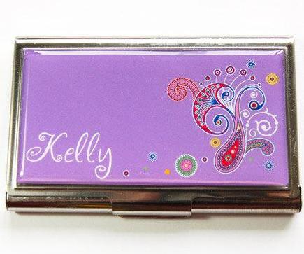 Paisley Business Card Case in Purple - Kelly's Handmade