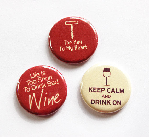 Wine Lovers Set of Six Magnets - Kelly's Handmade