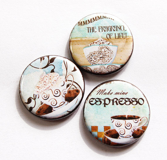Coffee & Cappuccino Set of Six Magnets - Kelly's Handmade