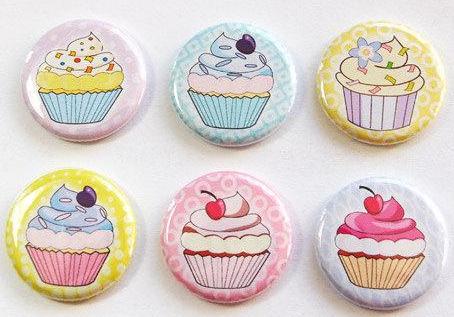 Cupcake Crazy Set of Six Magnets - Kelly's Handmade