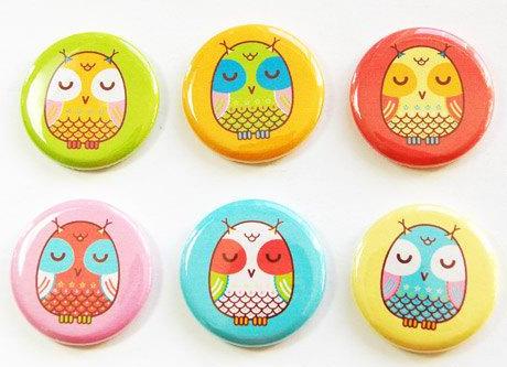 Owls Galore Set of Six Magnets - Kelly's Handmade