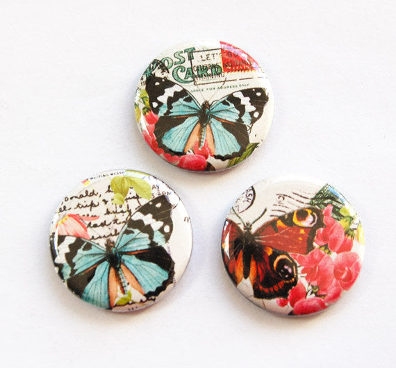 Butterflies & Flowers Set of Six Magnets - Kelly's Handmade
