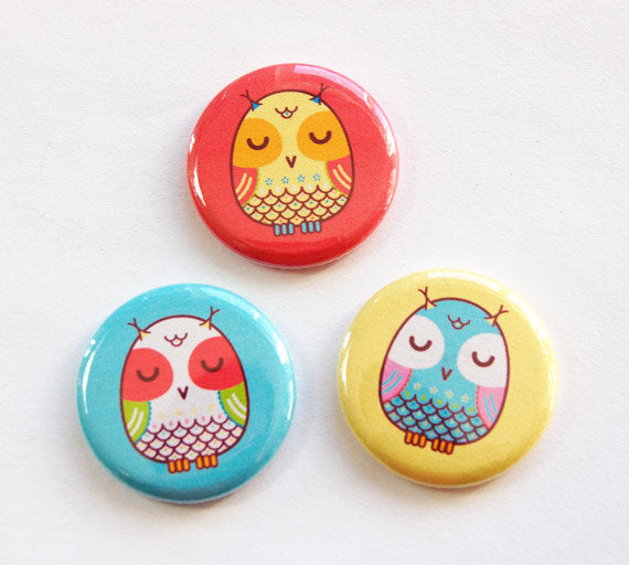 Owls Galore Set of Six Magnets - Kelly's Handmade