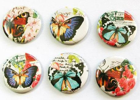 Butterflies & Flowers Set of Six Magnets - Kelly's Handmade