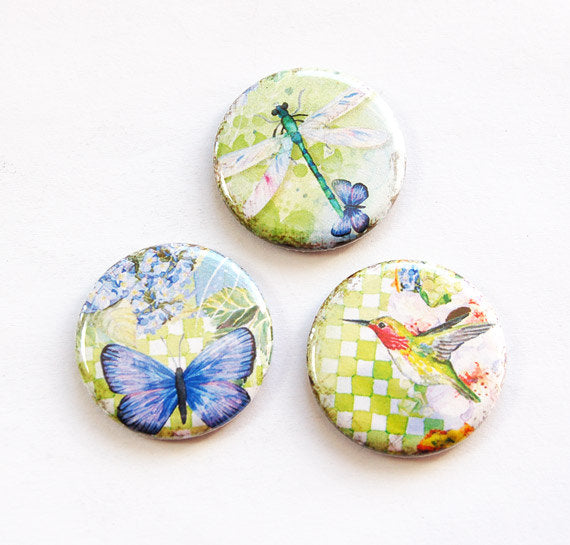 Butterflies, Hummingbirds & Dragonflies Set Of Six Magnets - Kelly's Handmade
