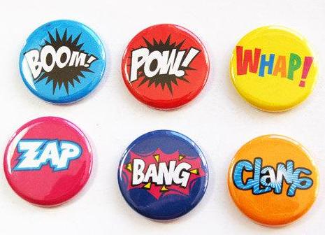 Comic Book Fun Set of Six Magnets - Kelly's Handmade