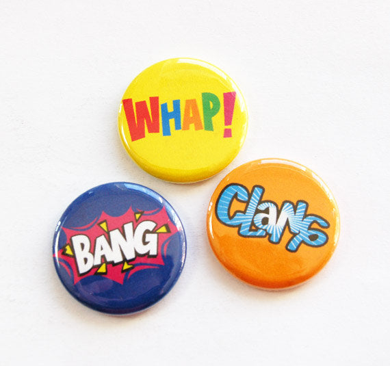 Comic Book Fun Set of Six Magnets - Kelly's Handmade