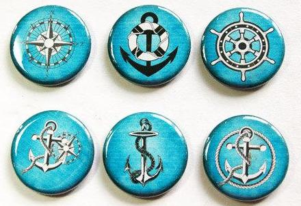 Nautical Set Of Six Magnets in Blue - Kelly's Handmade