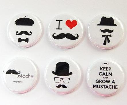 I Love Mustaches Set of Six Magnets - Kelly's Handmade