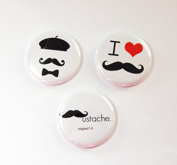 I Love Mustaches Set of Six Magnets - Kelly's Handmade