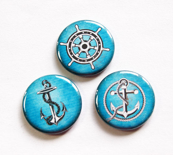 Nautical Set Of Six Magnets in Blue - Kelly's Handmade