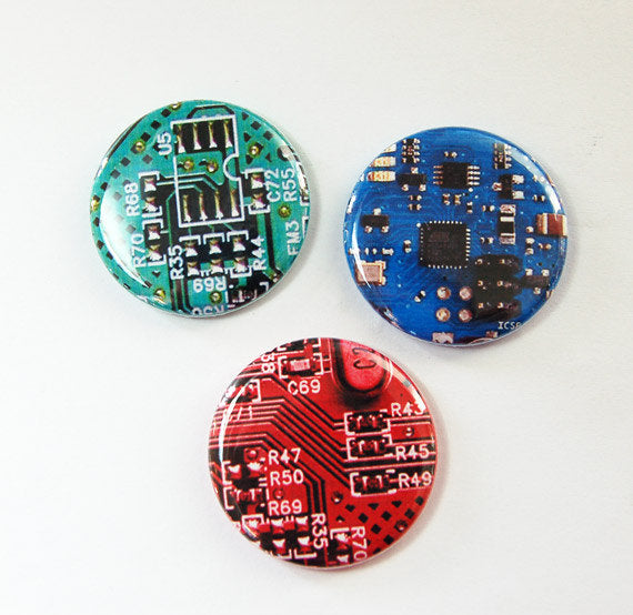 Circuit Board Set of Six Magnets - Kelly's Handmade