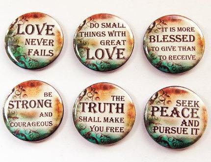 Words of Wisdom Set of Six Magnets #1 - Kelly's Handmade