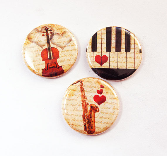 Musical Instruments Set of Six Magnets - Kelly's Handmade