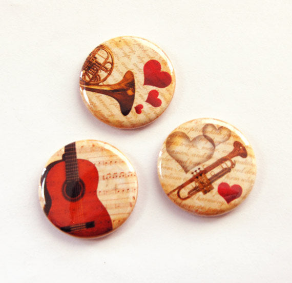 Musical Instruments Set of Six Magnets - Kelly's Handmade