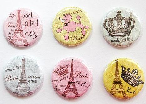 Paris Pastels Set of Six Magnets - Kelly's Handmade