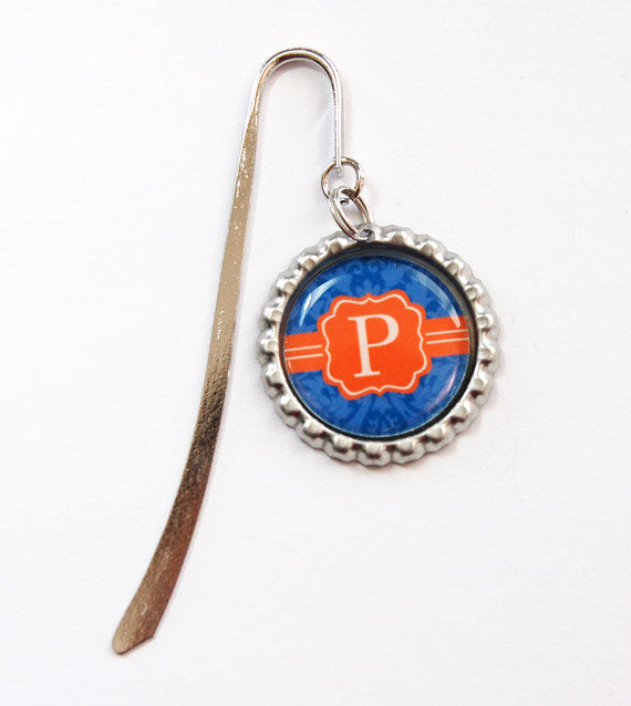 Monogram Bookmark in Blue & Orange - Kelly's Handmade