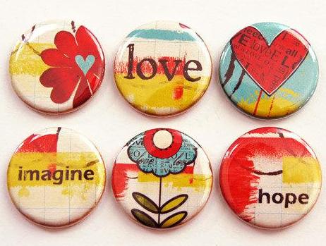 Love Hope Imagine Set of Six Magnets - Kelly's Handmade