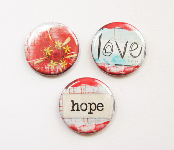 Faith Hope Love Set Of Six Magnets - Kelly's Handmade