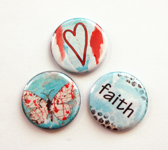 Faith Hope Love Set Of Six Magnets - Kelly's Handmade