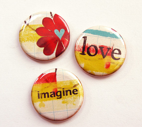 Love Hope Imagine Set of Six Magnets - Kelly's Handmade