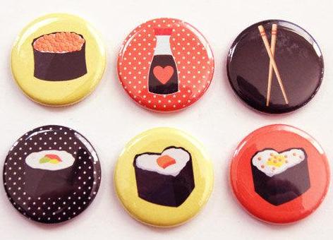 Sushi Set of Six Magnets - Kelly's Handmade