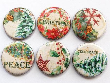 Christmas Traditional Set of Six Magnets - Kelly's Handmade