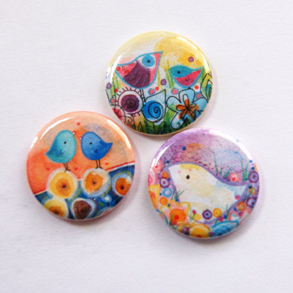 Birds & Owls Magnets Set of Six Magnets - Kelly's Handmade