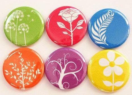 Floral Set of Six Magnets in Bright Colors - Kelly's Handmade